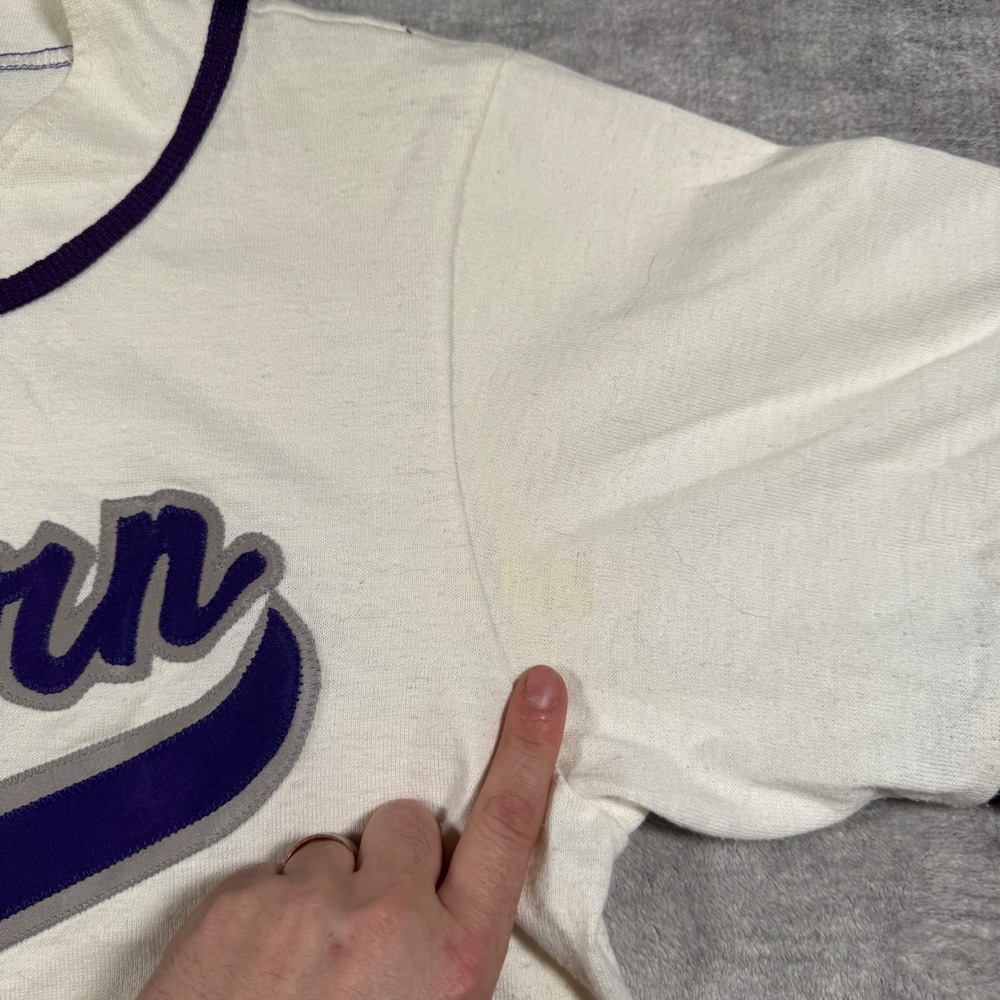 Western University Mustangs UWO Jersey Men Large White Vintage Script Baseball - Picture 5 of 10